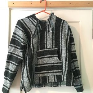 Black and Grey Knit Poncho